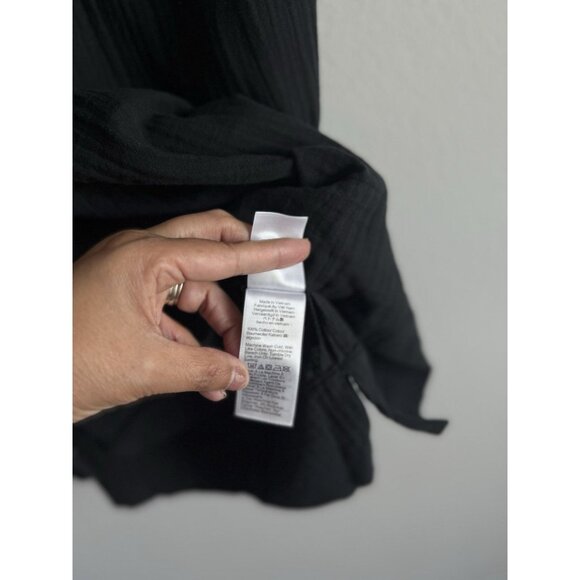 J. Crew Women’s Dress Size Small Black Crinkle Popover Collar Gauzy Relaxed - Picture 4 of 9